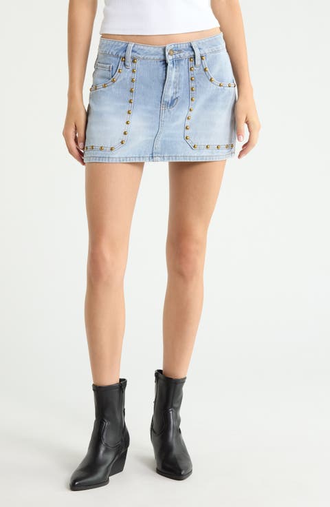 Kara Studded Denim Miniskirt