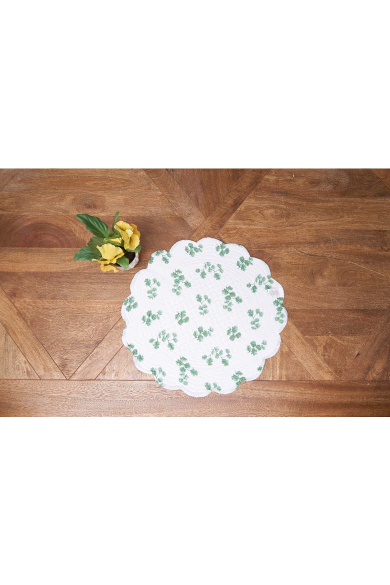 Marcy Blooms Round 100% Cotton Spring Set of 6 Placemats 17", Alternate, color, Green