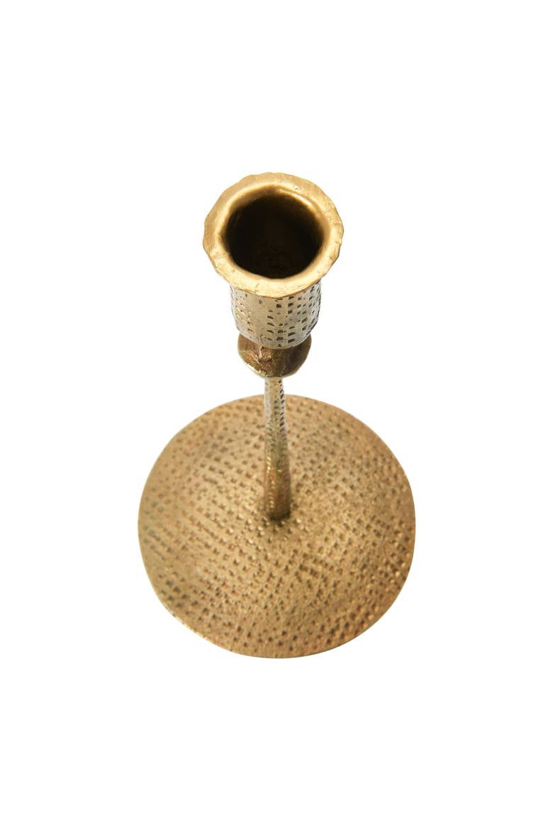 Hand-Forged Hammered Metal Taper Holder, Antique Brass Finish, Alternate, color, Brass