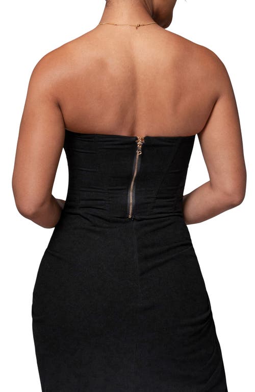 Shop Jluxlabel Fenix Strapless Cotton & Linen Corset Top In Black