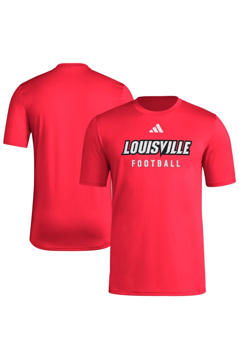 Men's adidas  Red Louisville Cardinals Locker Practice Football Pre-Game T-Shirt, Alternate, color, Red