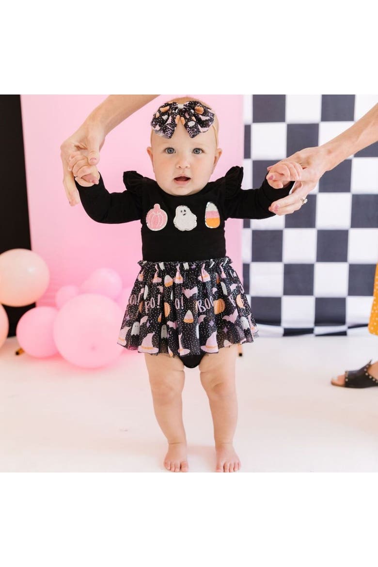 Boo Halloween Tulle Bow Baby Headband, Alternate, color, Black