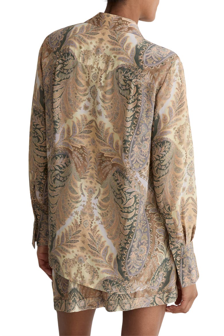 Katiya Paisley Button-Up Shirt, Alternate, color, GREY/ NEUTRAL