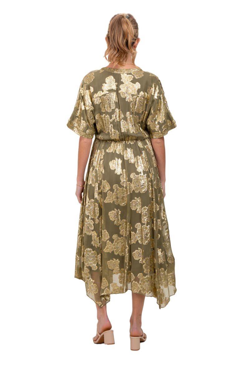 Floral Jacquard Overlay Maxi Dress, Alternate, color, Olive Green