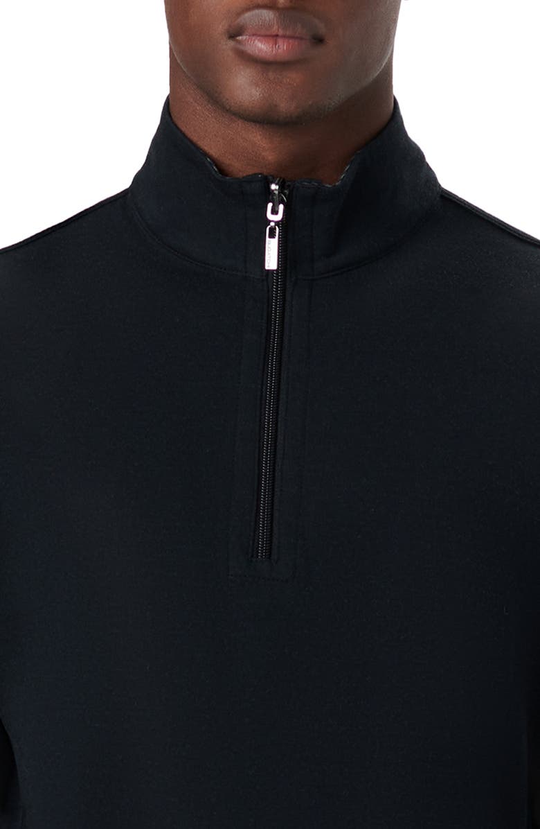 Bugatchi Reversible Knit Quarter Zip Pullover, Alternate, color, Caviar