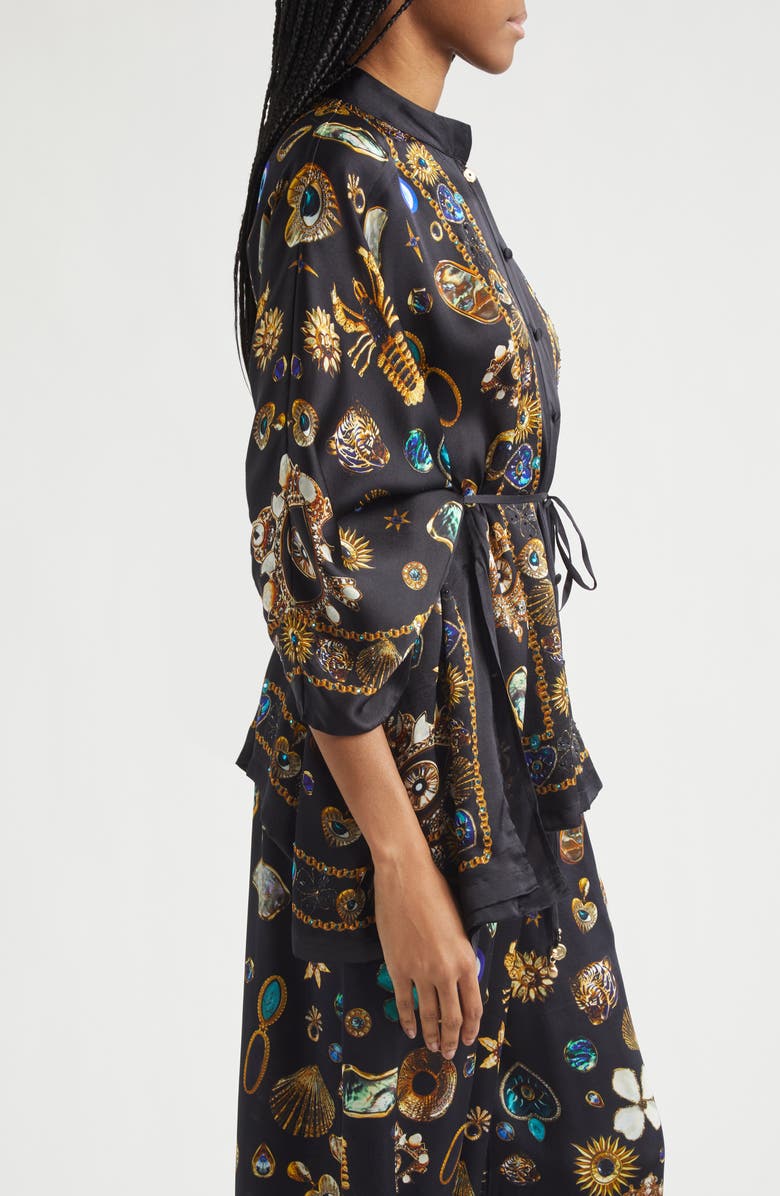 Camilla Amulets & Alchemy Print Silk Satin Shirt, Alternate, color, Amulets And Alchemy