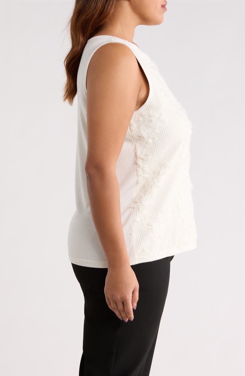 Anne Klein Organza Appliqué Sweater Tank, Alternate, color, White Dove