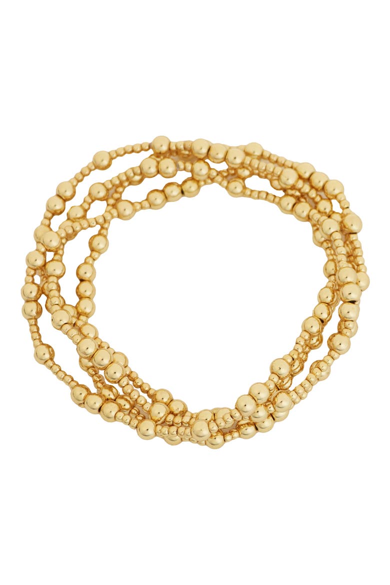 Set of 4 Beaded Stretch Bracelets, Main, color, GOLD
