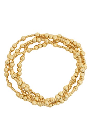 Panacea Set Of 4 Beaded Stretch Bracelets In Gold