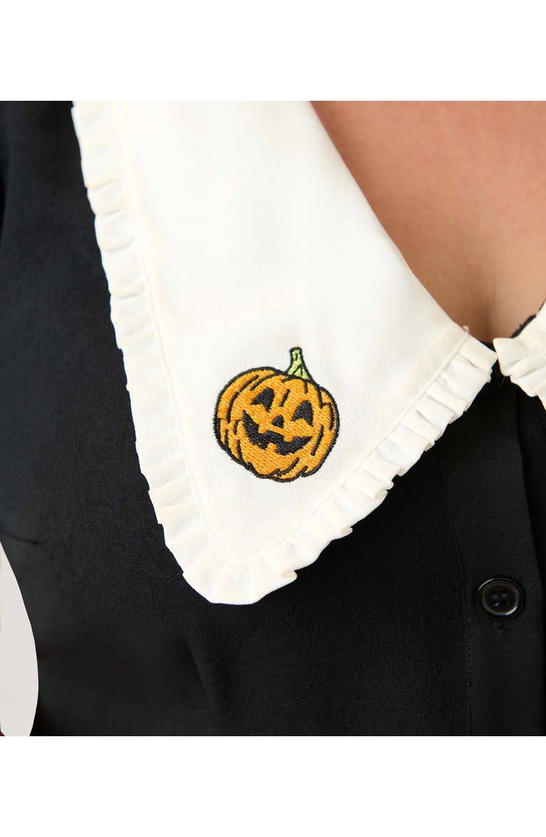 Unique Vintage Plus Size Short Sleeve Oversized Collar Blouse, Alternate, color, Black