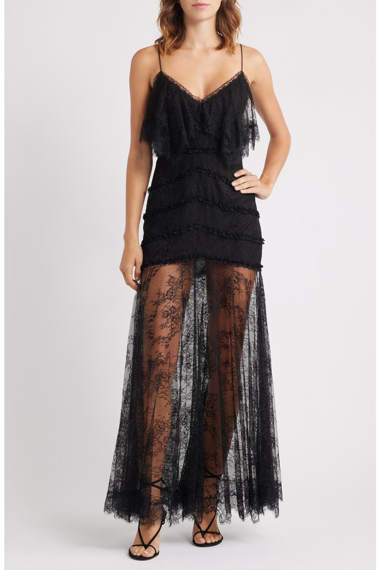 Sandy Lace Maxi Dress, Main, color, BLACK