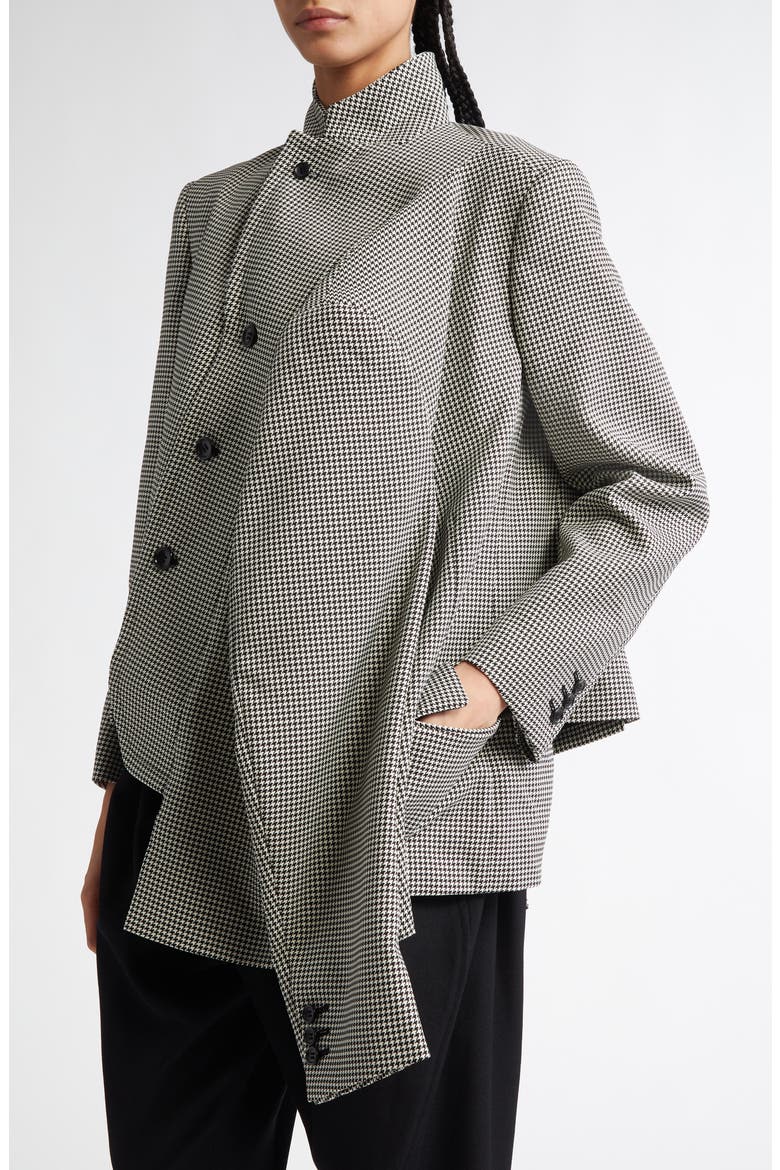 Four-Sleeve Asymmetric Houndstooth Jacket, Alternate, color, BLACK/ WHITE