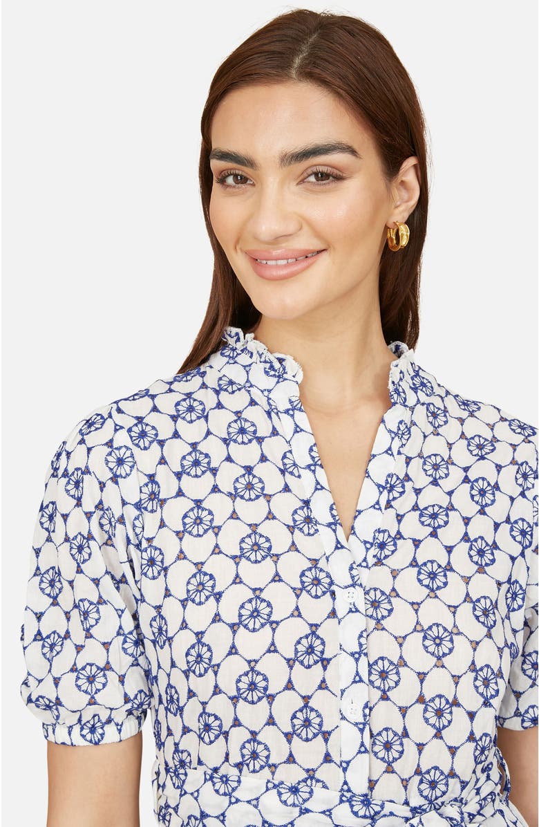 Yumi Broderie Anglaise Midi Shirt Dress, Alternate, color, Cool White