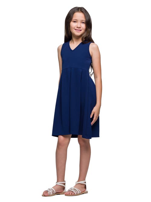 24sevenkid Sleeveless Pleated Party Dress In Blue