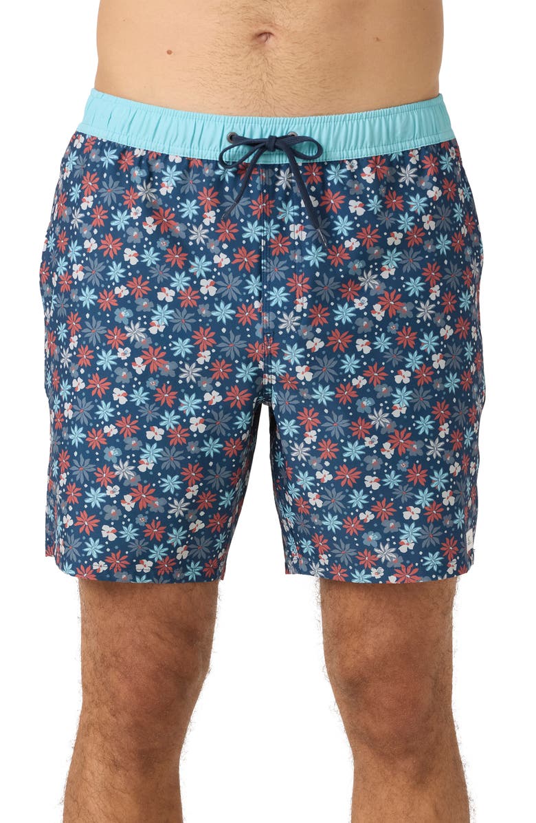 O'Neill Hermosa Elastic Waist Swim Trunks, Main, color, Midnight Navy