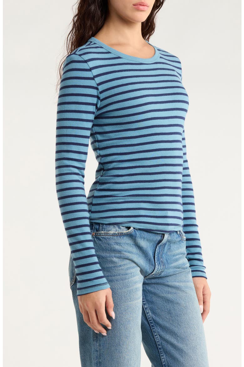 Jamie Stripe Long Sleeve Cotton Top, Alternate, color, BLUE