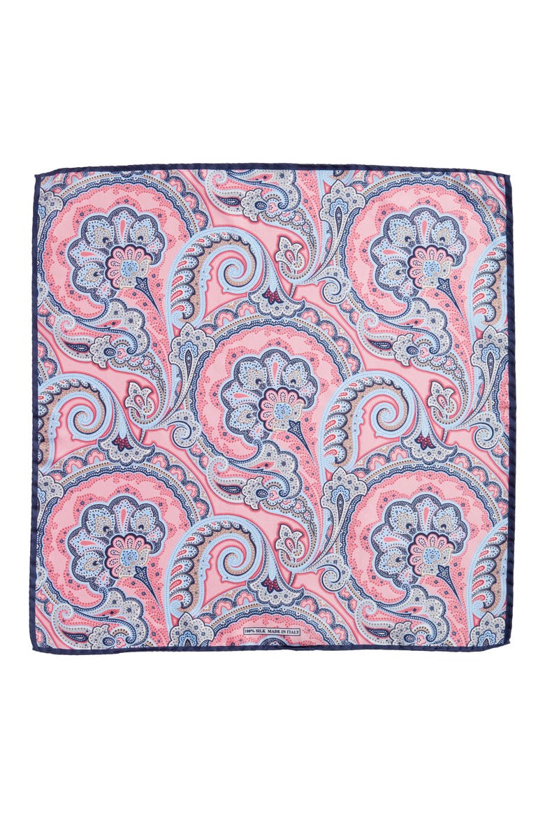 Paisley Silk Pocket Square, Alternate, color, PINK