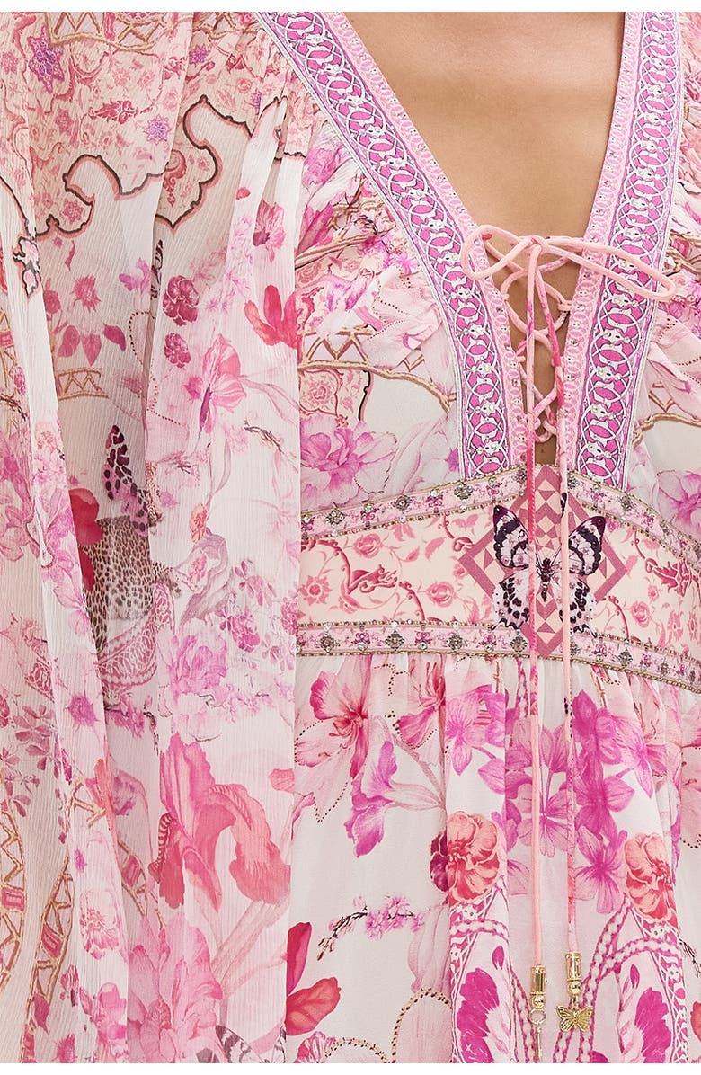 Camilla LACE UP FRONT SHORT DRESS BOTANICAL NOVELLA, Alternate, color, Botanical Novella