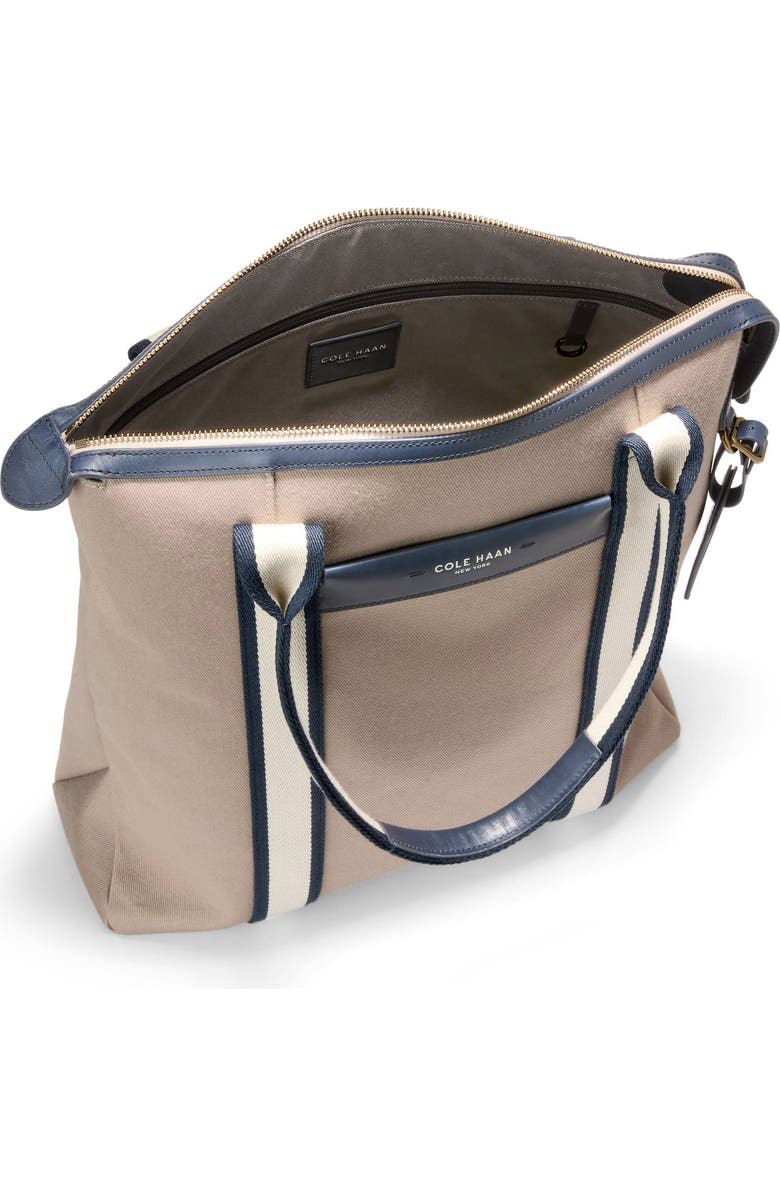 Cole Haan Judson North/South Brushed Twill Tote, Alternate, color, Oxford Tan/Navy Blazer/Angora