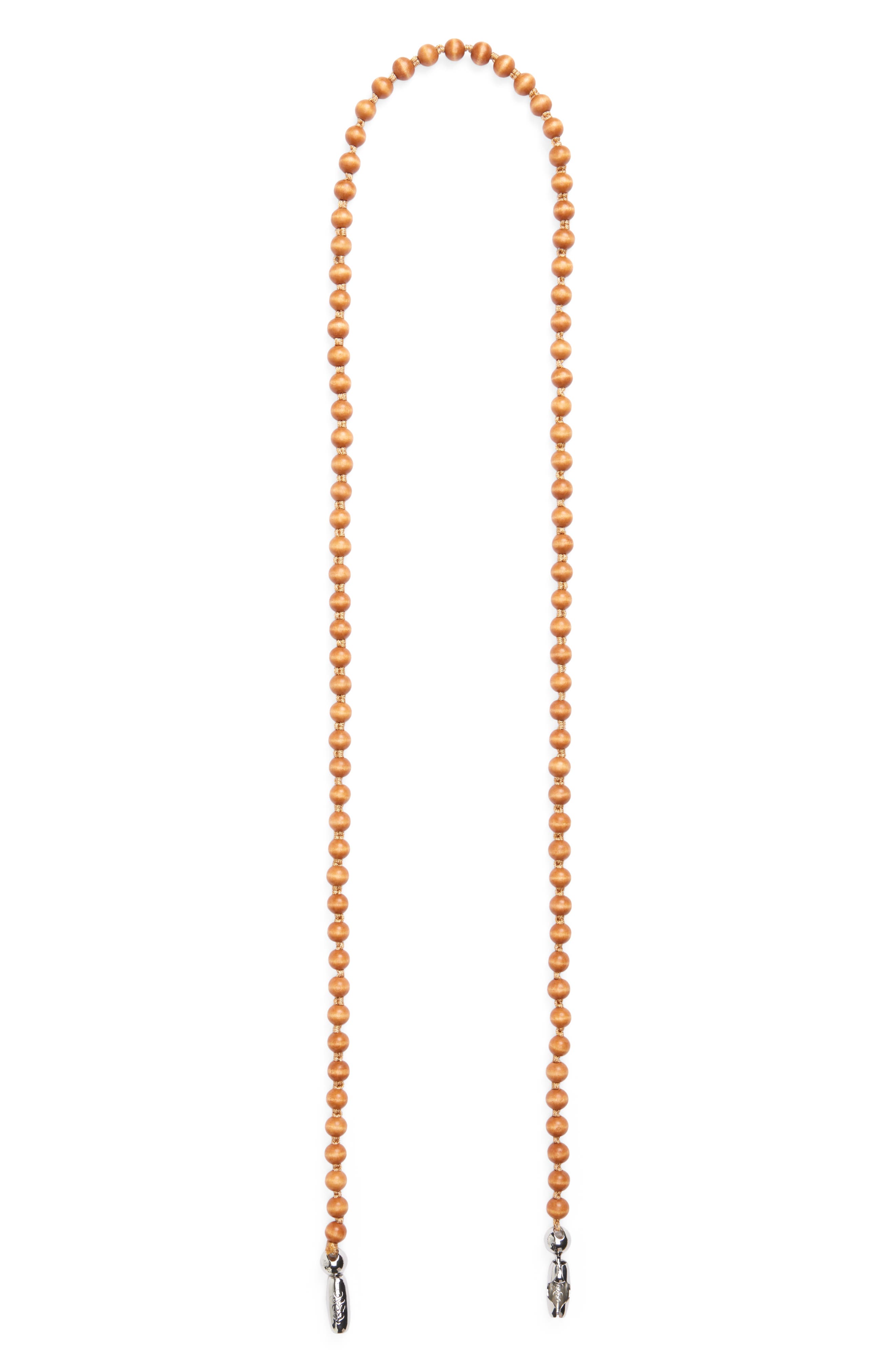 Wood Beaded Crossbody Strap, Main, color, WALNUT