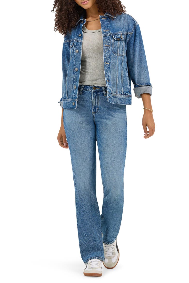 Loose Rider Denim Trucker Jacket, Alternate, color, MID CHAPTER