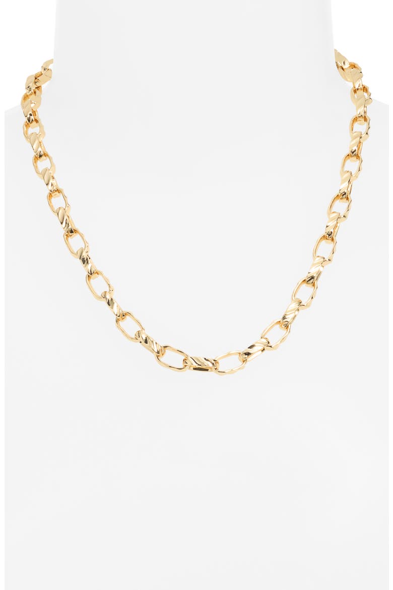 Fluted Curb Chain Necklace, Alternate, color, GOLD