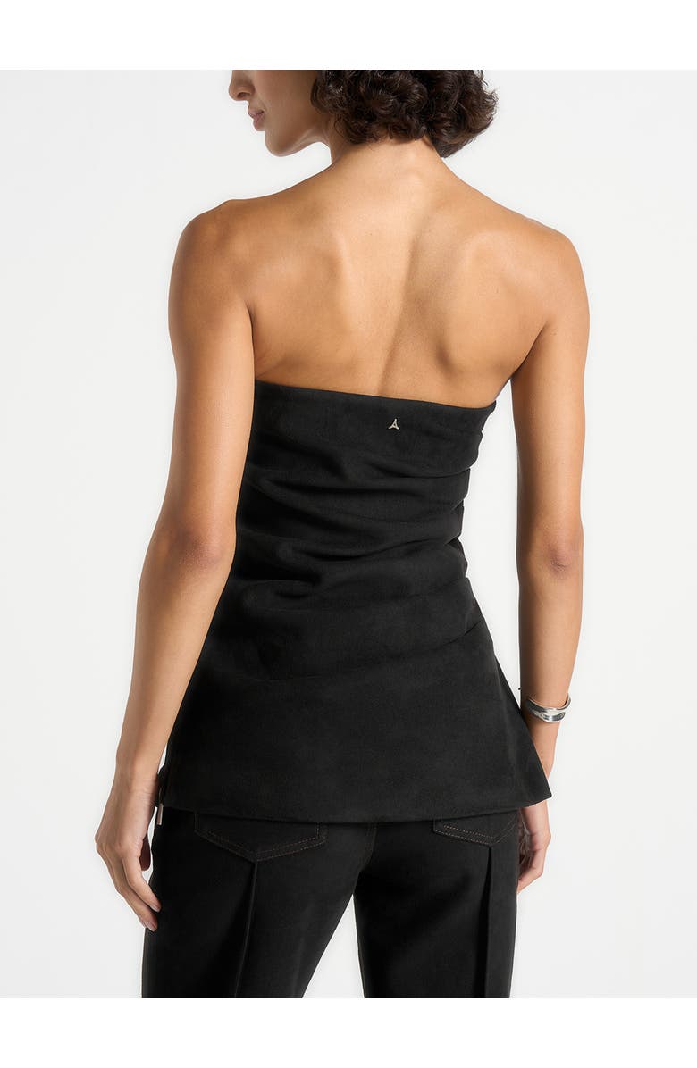 Manière De Voir Laurena Suede Tacked Longline Bandeau Top, Alternate, color, Black