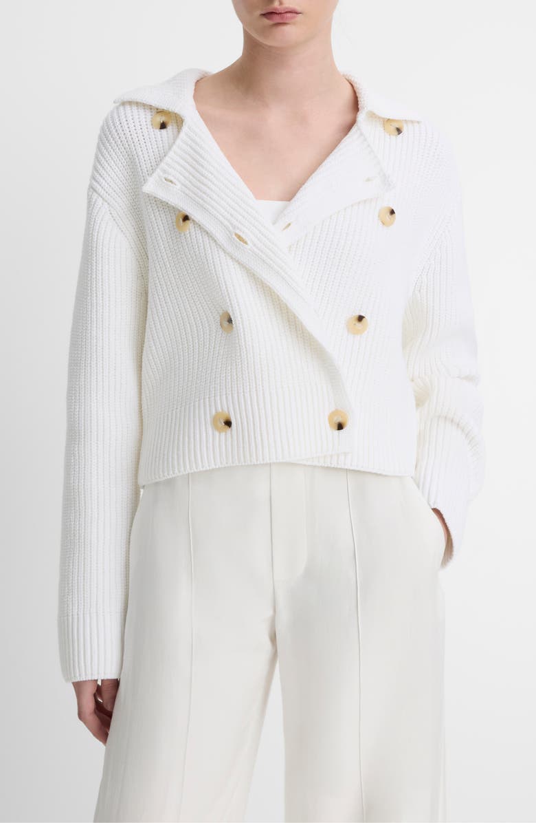 Vince Double Breasted Sweater Jacket, Main, color, Optic White