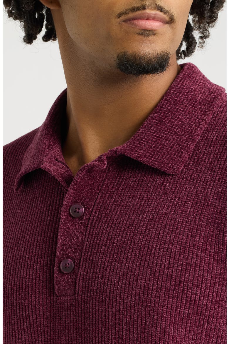 Ribbed Chenille Polo Sweater, Alternate, color, BURGUNDY FIG