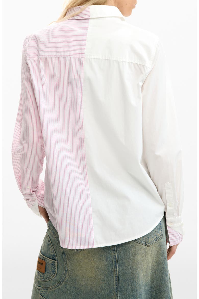 Mickey & Minnie Mouse Graphic Button-Up Shirt, Alternate, color, WHITE
