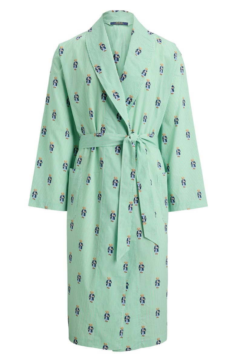 Polo Ralph Lauren Bear Print Cotton Robe, Main, color, Morning Robe Bear Stripe