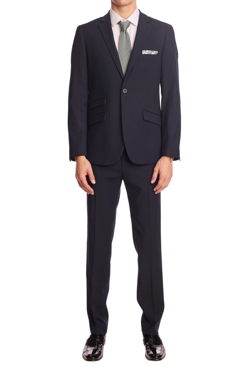 Downing Slim Fit Flat Front Dress Pants, Alternate, color, NAVY BLUES