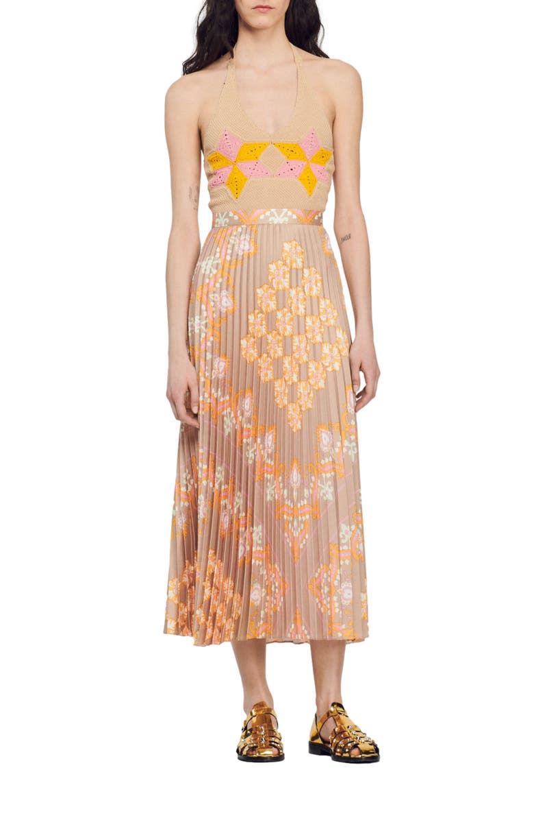 SANDRO Fulgence Pleated Skirt, Alternate, color,