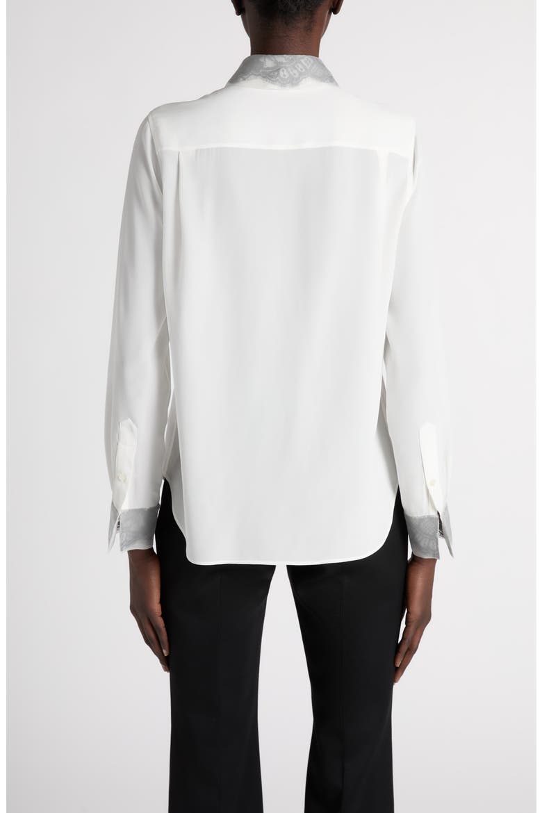 Silk Shirt with Lace Trim, Alternate, color, LIGHT IVORY