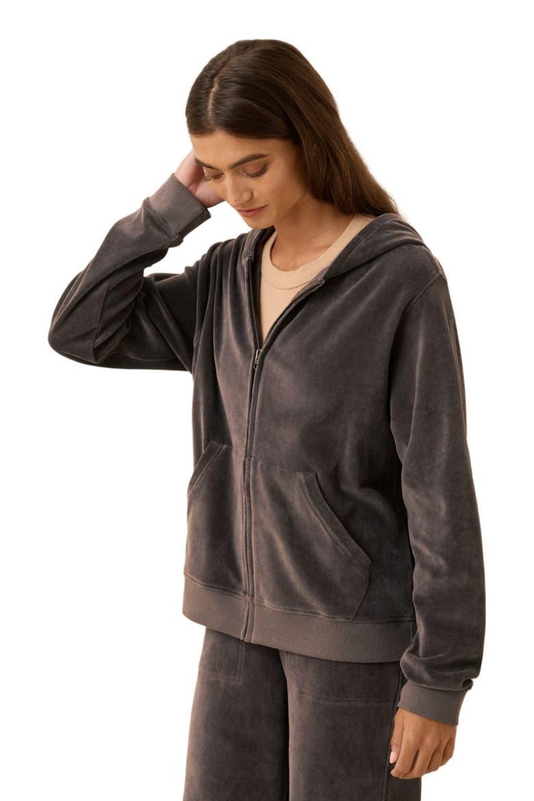 Organic Cotton Pure Velour Zip Hoodie, Alternate, color, Graphite