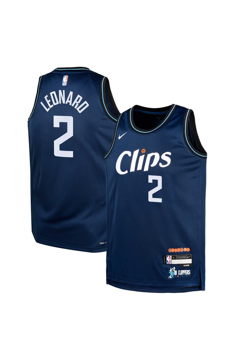 Nike Youth Nike Kawhi Leonard Navy LA Clippers  Swingman Replica Jersey - City Edition, Alternate, color, 