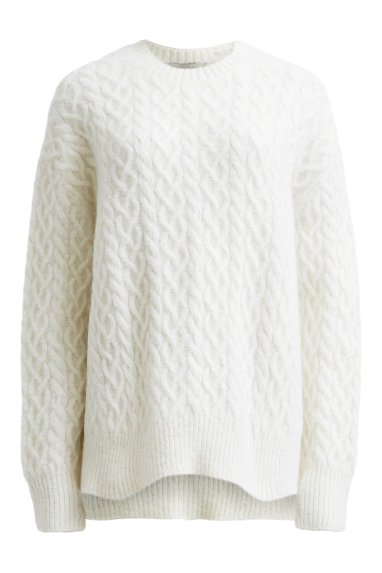 Sirius Relaxed Alpaca Blend Cable Sweater, Alternate, color, CHALK WHITE