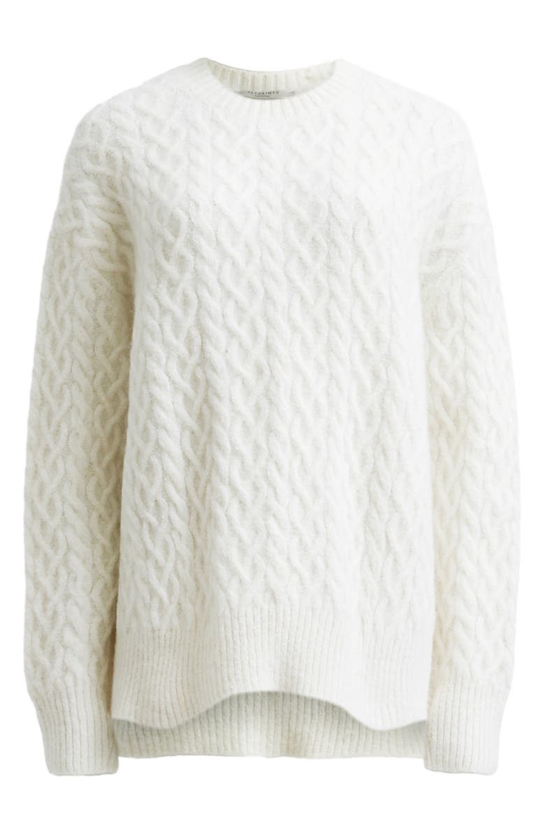AllSaints Sirius Relaxed Alpaca Blend Cable Sweater, Alternate, color, Chalk White