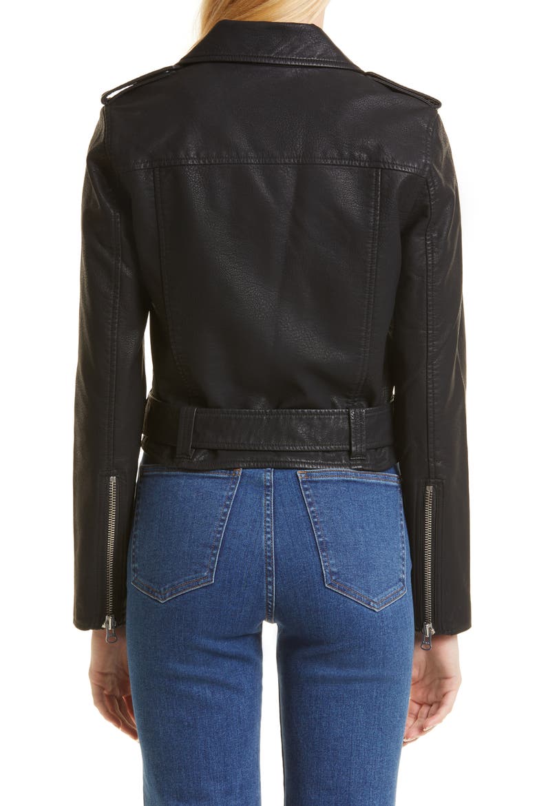 Tracy Faux Leather Moto Jacket, Alternate, color, NOIR