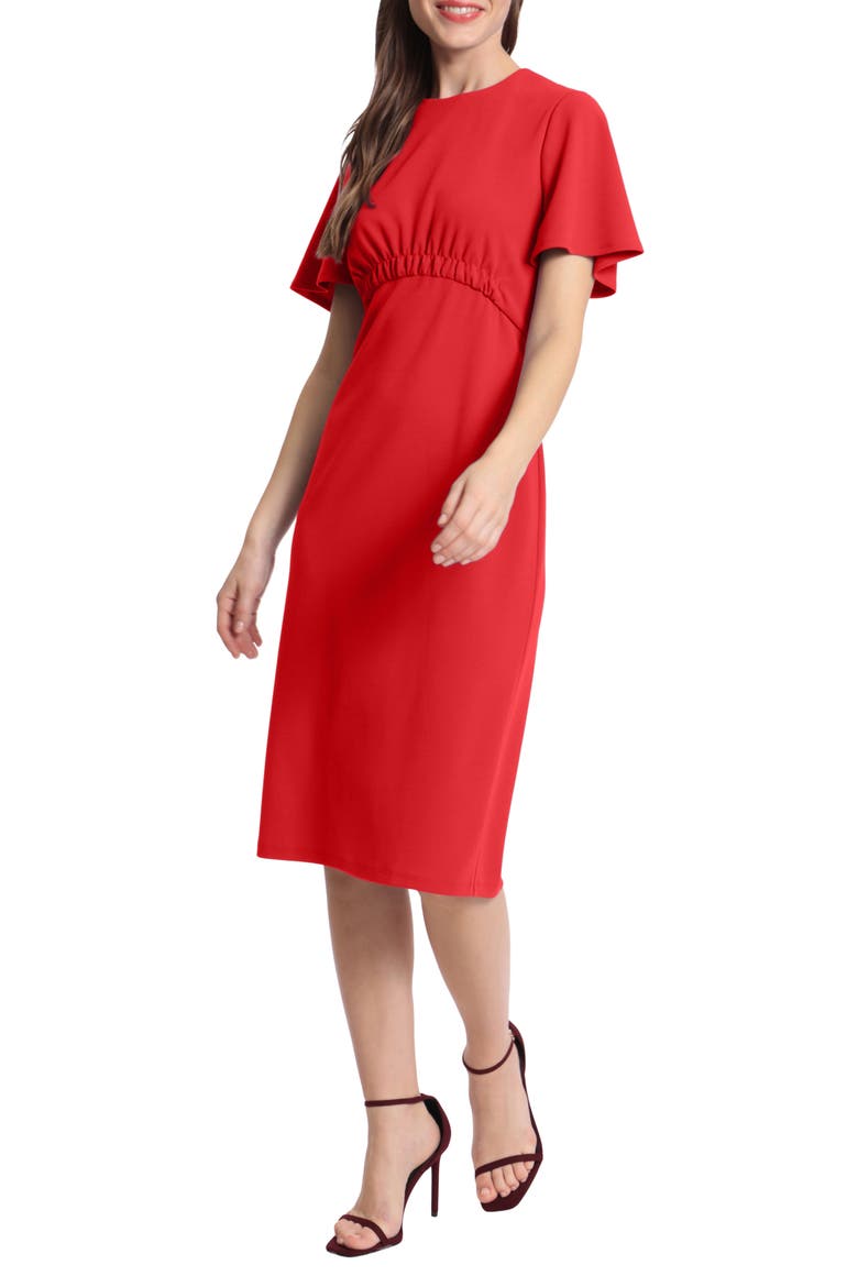Empire Waist Sheath Dress, Alternate, color, RACING RED
