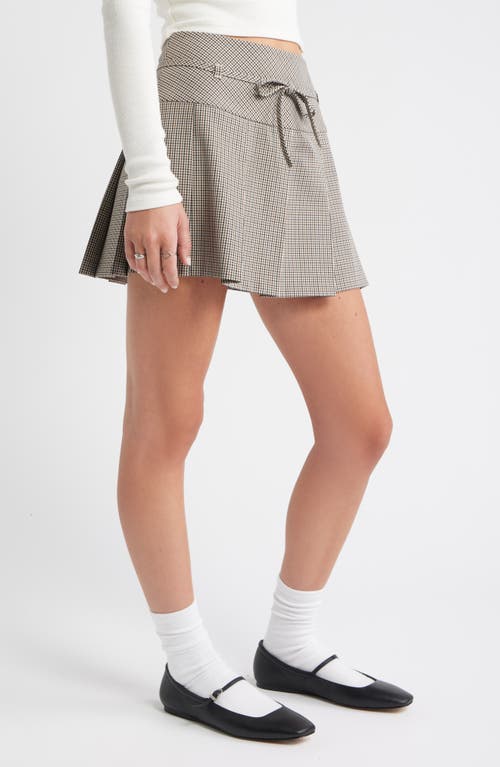 Bp. Pleated Belted Plaid Minskirt In Gray