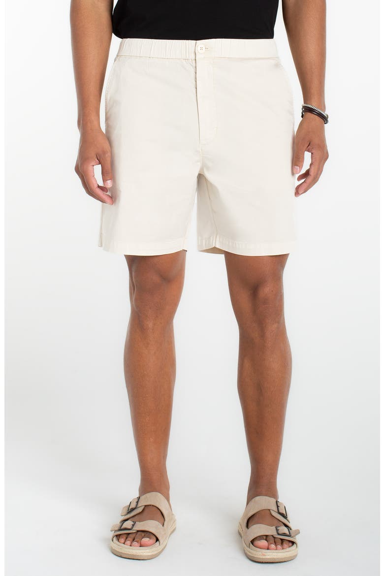 Flat Front Cotton Button & Drawstring Shorts, Main, color, PARCHMENT