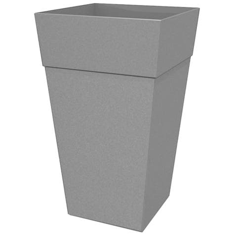 25" Tall Finley Tapered Square Planter, Cement