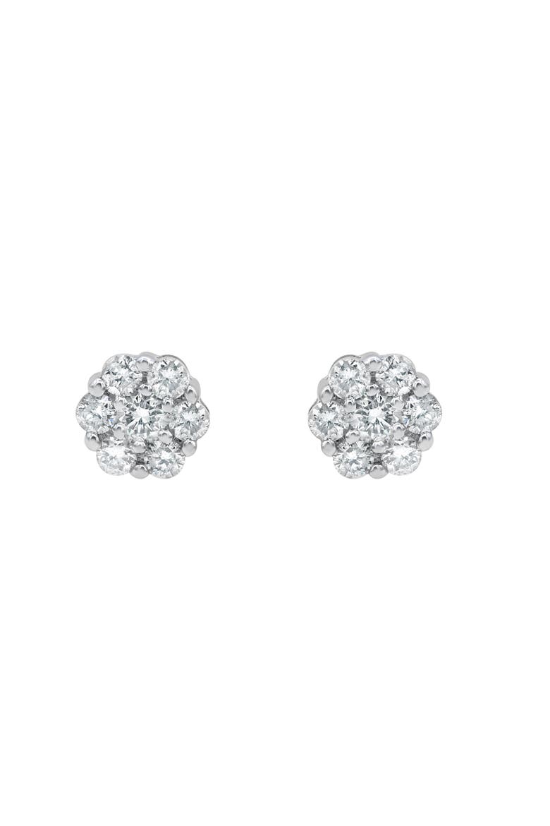 Blossom 14K White Gold Flower Cluster Diamond Unisex Earrings - 0.49 Ct, Alternate, color, 14K White Gold
