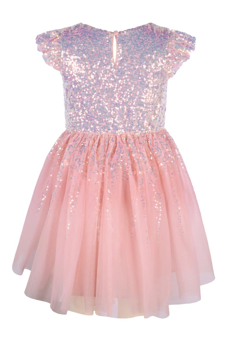 Kids' Sequin Flutter Sleeve Party Dress, Alternate, color, BLUSH