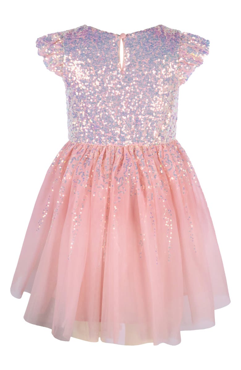 Zunie Kids' Sequin Flutter Sleeve Party Dress, Alternate, color, Blush