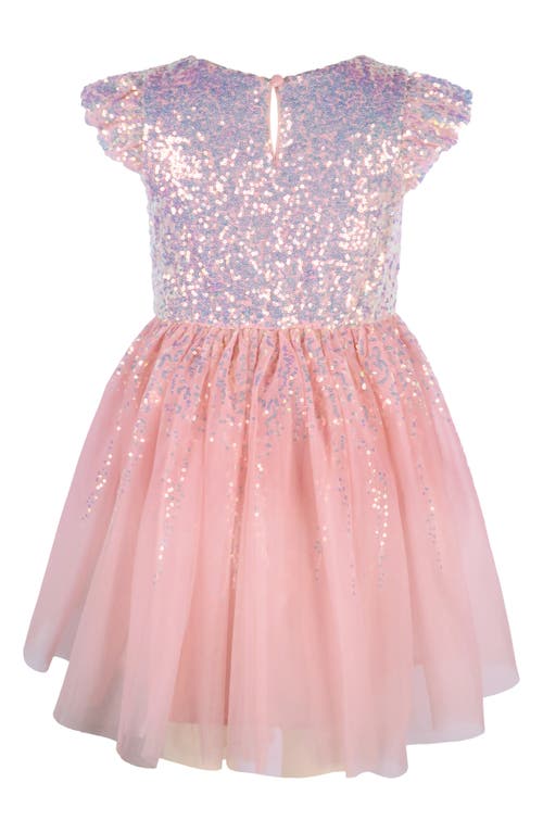 Zunie Kids' Sequin Flutter Sleeve Party Dress In Pink