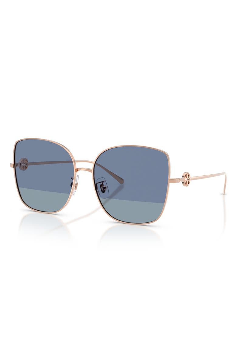 Tory Burch 60mm Oversize Butterfly Sunglasses, Alternate, color, Rose Gold / Sharp Tinted Blue