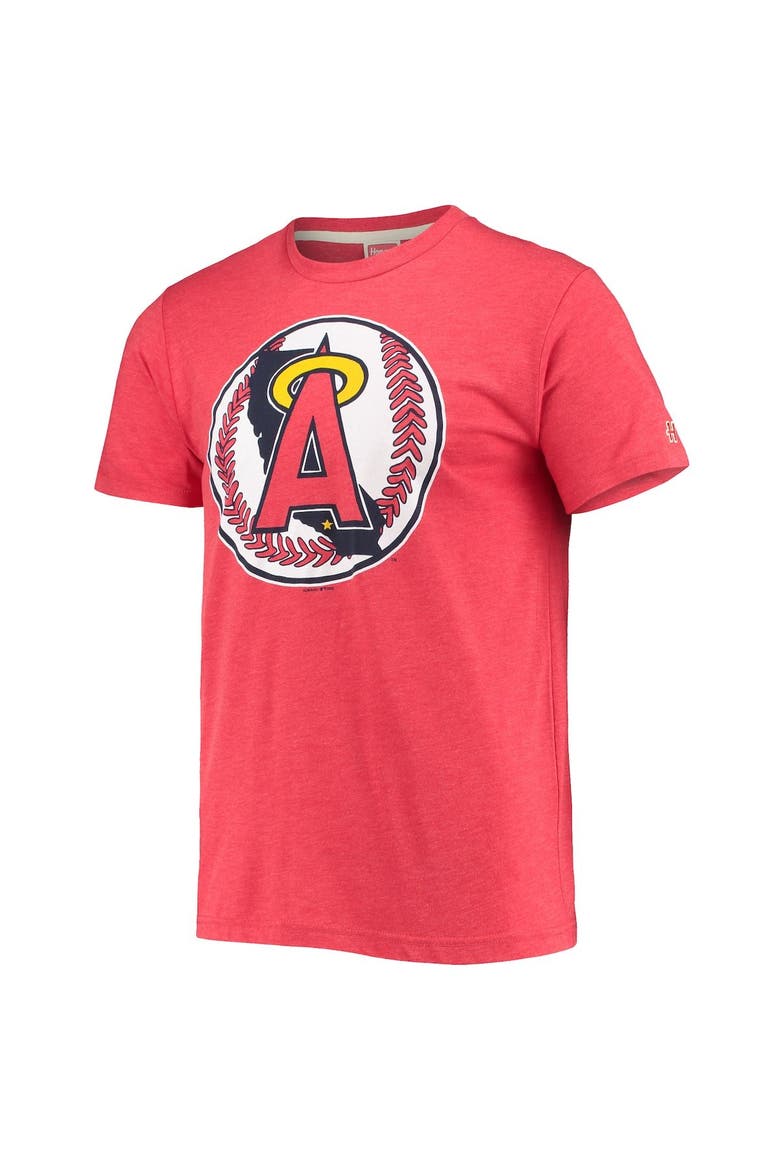 Men's Homage Red Los Angeles Angels Hand-Drawn Logo Tri-Blend T-Shirt, Alternate, color, Red