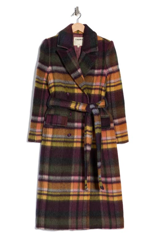 L'agence Olina Plaid Double Breasted Coat In Multi